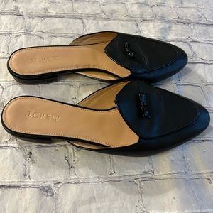 J.CREW BLACK LOAFER MULES WITH PIPIED BOW DESIGN WOMENS SIZE 10